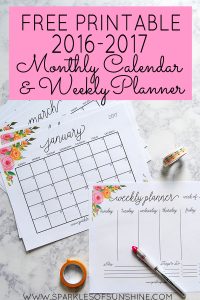 Stay organized with this free printable 2017 calendar and weekly planner. Includes September-December 2016 so you can get started using it now!