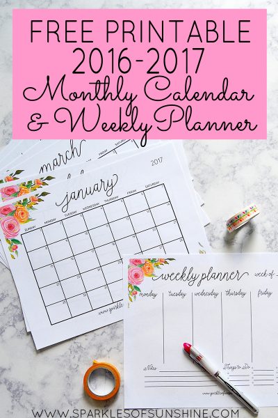 40+ Awesome Free Printable 2017 Calendars and Planners - Sparkles of ...