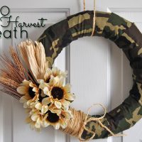 Switch things up this year with a unique test on a traditional harvest wreath. This camo fall harvest wreath is perfect for hunters and their families.