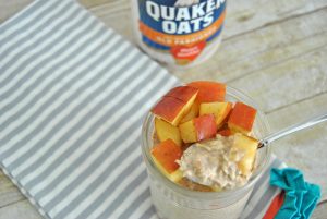Looking for an easy way to get nutrition on busy mornings? These make ahead Overnight Apple Butter Oats are the perfect way to start your day. Get the recipe today!