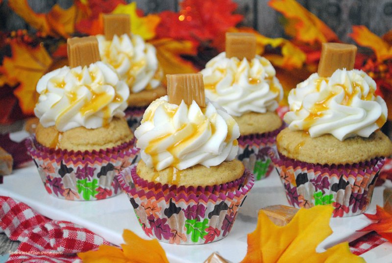 Enjoy the fall season with a delicious cupcake with pumpkin and spice flavors. Get the recipe for Pumpkin Caramel Latte Cupcakes at Sparkles of Sunshine today.