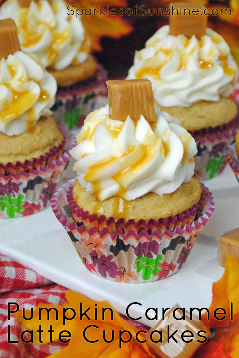 Enjoy the fall season with a delicious cupcake with pumpkin and spice flavors. Get the recipe for Pumpkin Caramel Latte Cupcakes at Sparkles of Sunshine today.