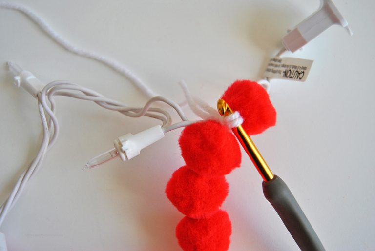 Merry and Bright Easy Crochet Pom Pom Lighted Garland Sparkles of