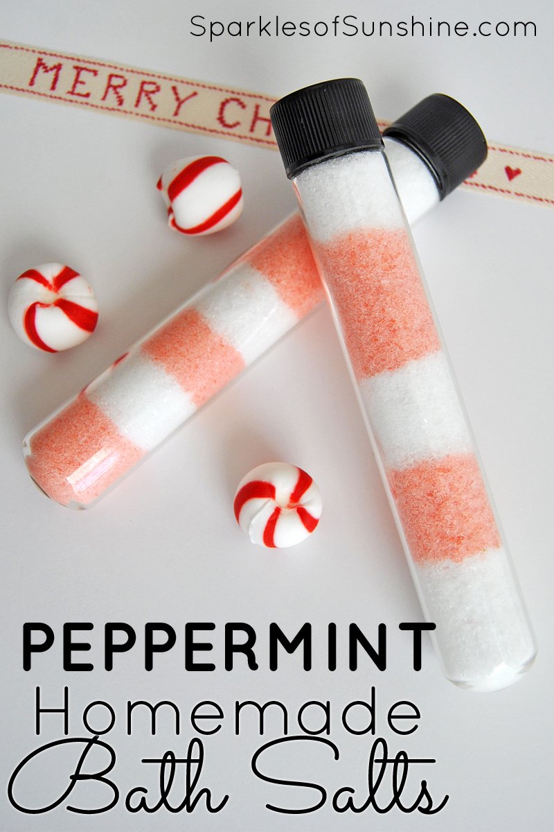 These peppermint homemade bath salts are simple to make and are the perfect DIY gift idea for Christmas this year.