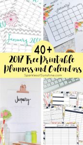 Want to organize your life for FREE? Check out this collection of over 40 awesome free printable 2017 calendars and planners. Get the details at Sparkles of Sunshine today.