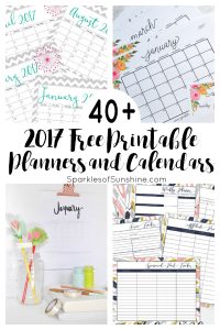 Want to organize your life for FREE? Check out this collection of over 40 awesome free printable 2017 calendars and planners. Get the details at Sparkles of Sunshine today.