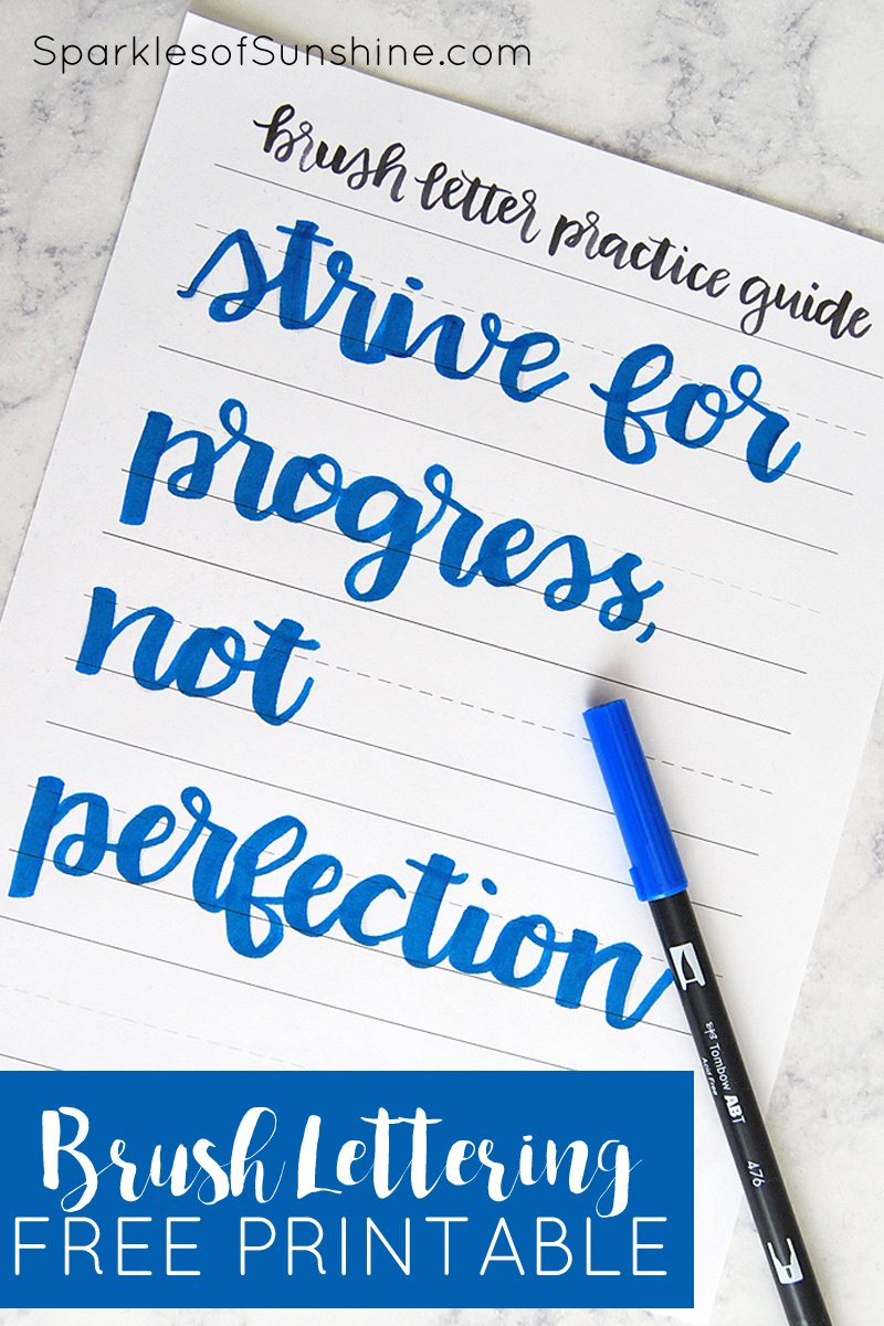 Learn brush lettering the easy way with a free printable practice guide sheet at Sparkles of Sunshine.