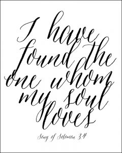 Celebrate Valentine's Day this year with this beautiful free printable with words from the Song of Solomon.