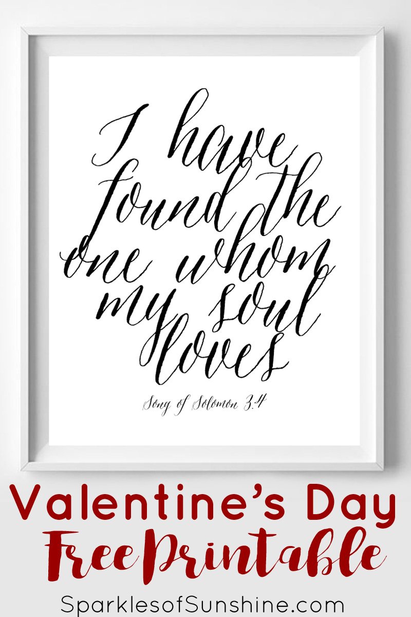 Celebrate Valentine's Day this year with this beautiful free printable with words from the Song of Solomon.