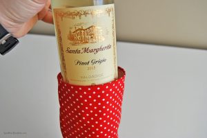 You've got the perfect bottle of wine for a hostess gift, but now what?? Dress it up a bit with this fun project. Learn how to make an easy sew wine gift bag in just minutes!
