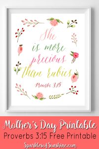 Snag your copy of this beautiful floral Mother's Day Printable at Sparkles of Sunshine today.