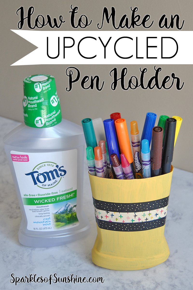 Celebrate Earth Month by making an upcycled pen holder. Will you join me in the #LessWasteChallenge and reduce 1 pound of waste each week?