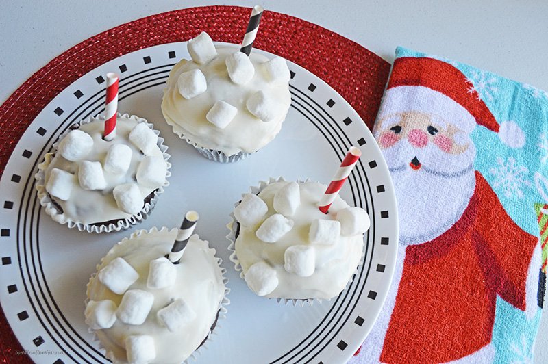 Make the holidays cozy with these super cute hot chocolate cupcakes. Get the recipe at Sparkles of Sunshine today.
